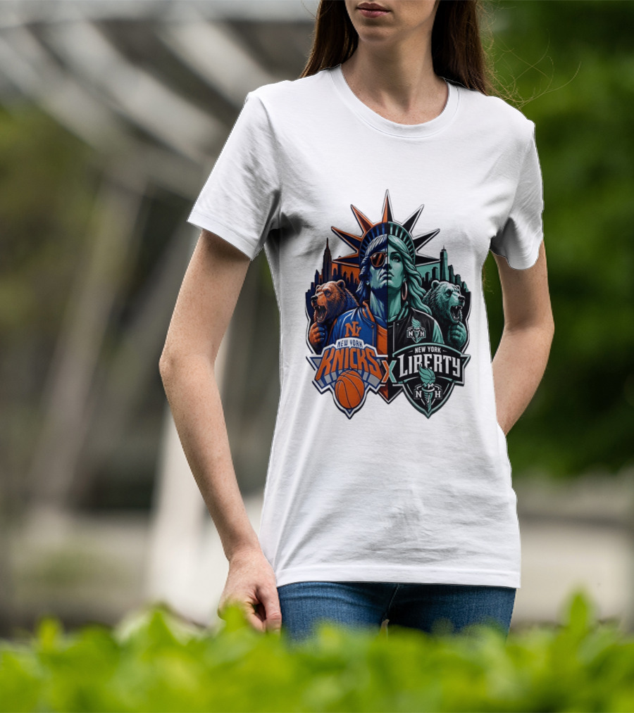 New York Knicks X Liberty Statue Of Liberty NBA WNBA T-Shirt