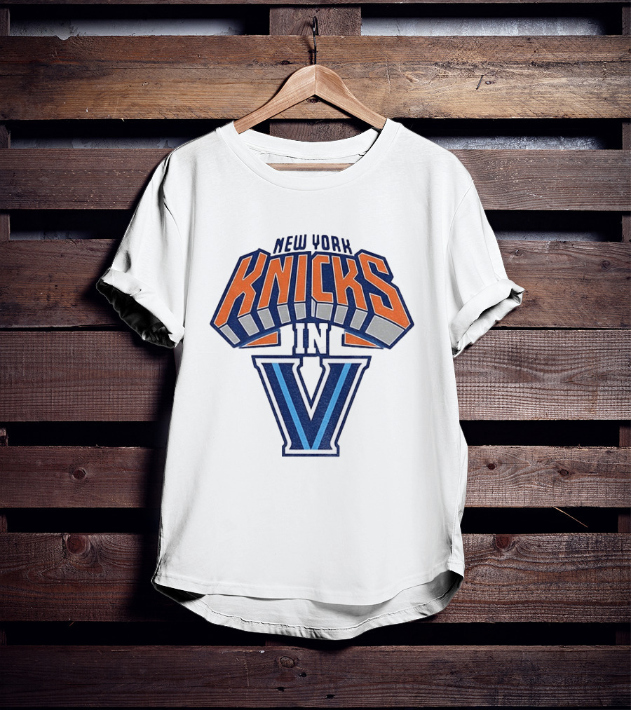 New York Knicks In V Villanova Wildcats Basketball Collaboration NBA 2026 T-Shirt