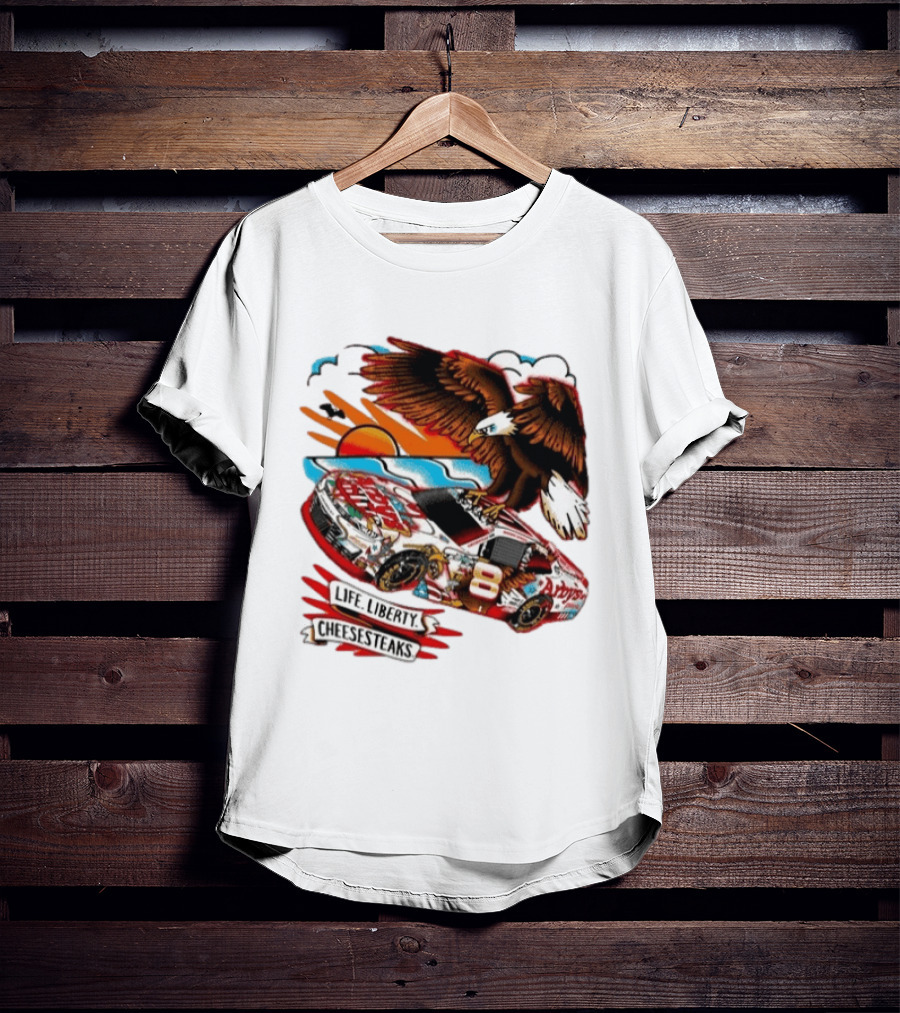 Life Liberty Cheesesteaks Arby's Racing Car Eagle Patriotic T-Shirt