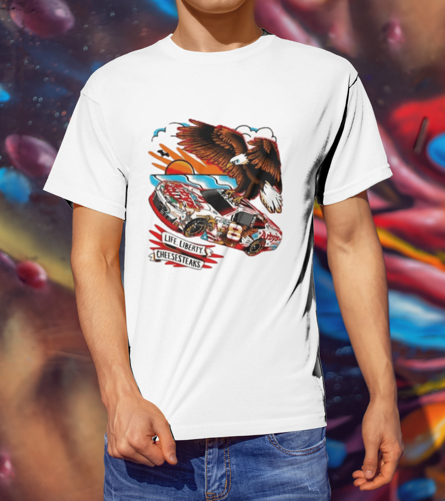 Life Liberty Cheesesteaks Arby's Racing Car Eagle Patriotic T-Shirt