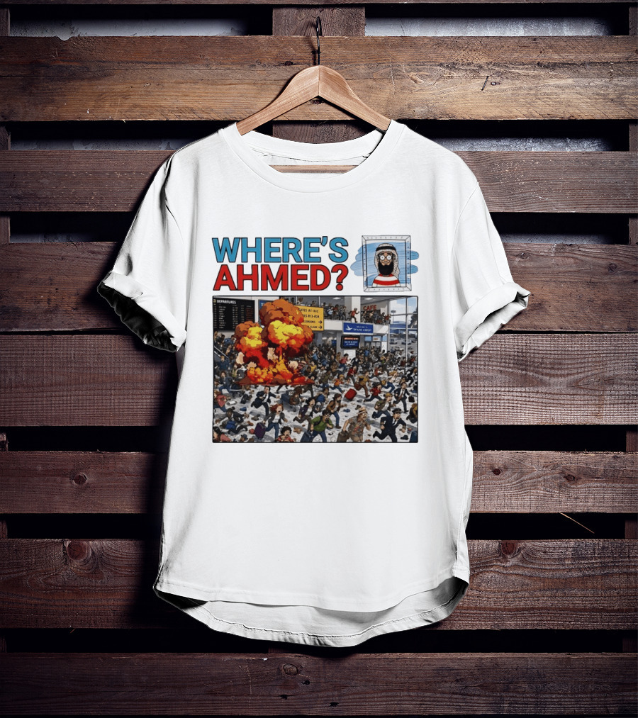 Where's Ahmed September 11 Attacks Cartoon Explosion Scene T-Shirt