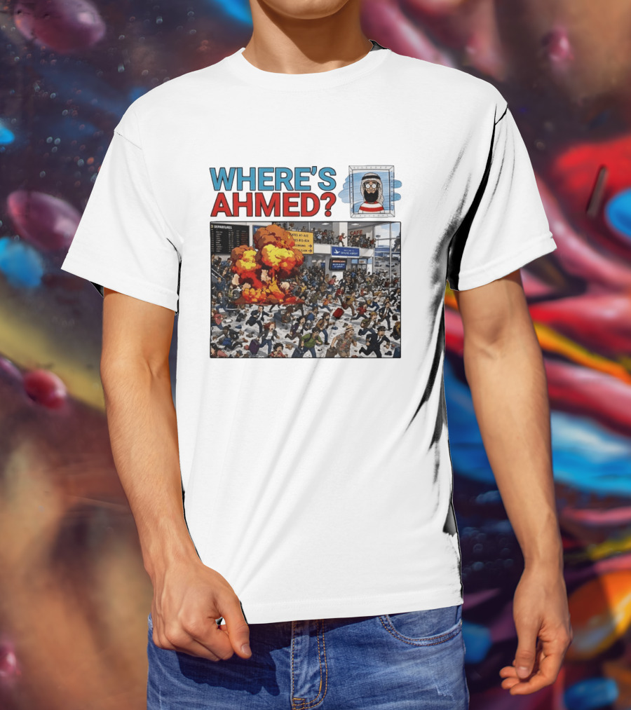 Where's Ahmed September 11 Attacks Cartoon Explosion Scene T-Shirt