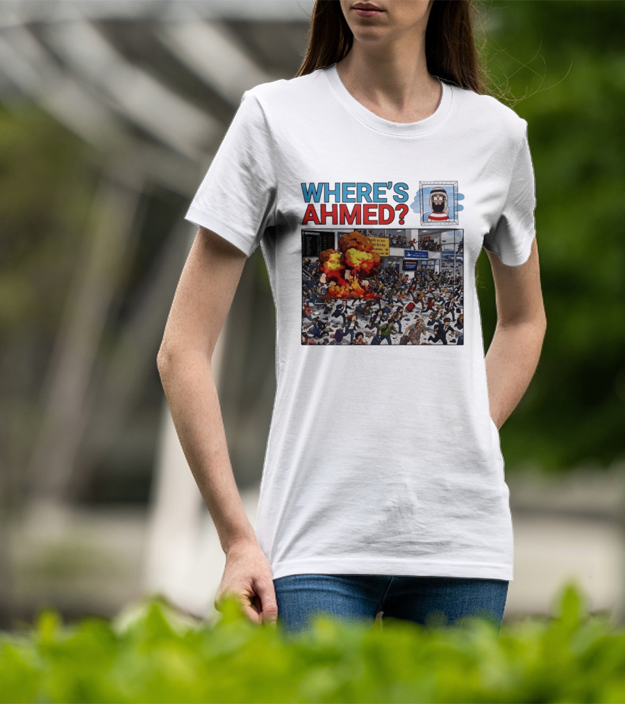 Where's Ahmed September 11 Attacks Cartoon Explosion Scene T-Shirt