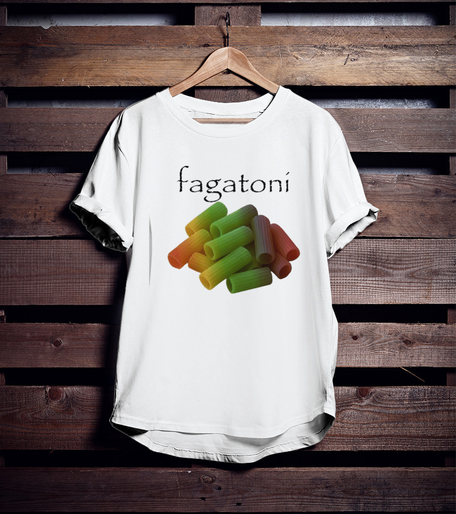 Fagatoni Gay Pasta LGBTQ Pride Multicolor Rigatoni T-Shirt