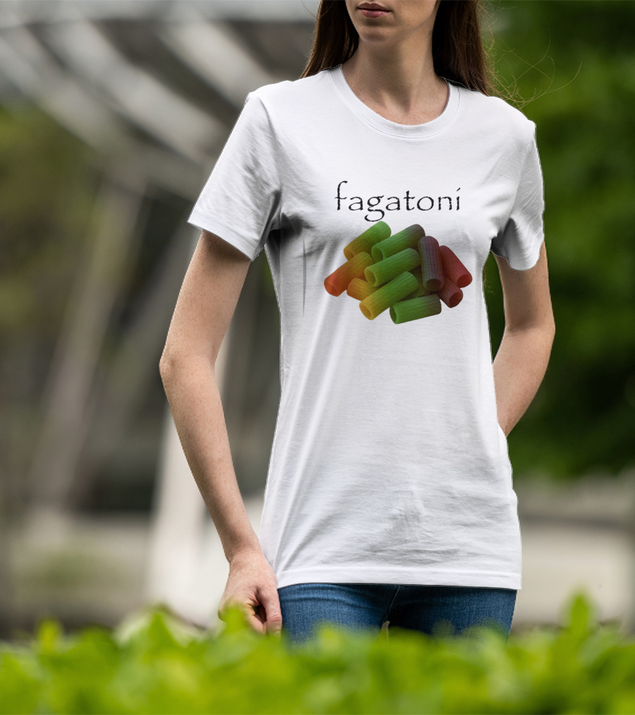 Fagatoni Gay Pasta LGBTQ Pride Multicolor Rigatoni T-Shirt