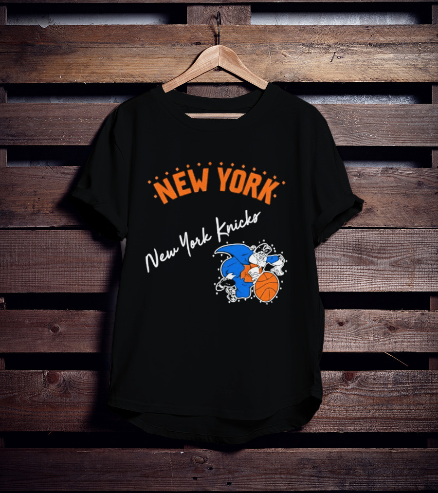Father Knickerbocker New York Knicks Basketball Character Orange And Blue T-Shirt