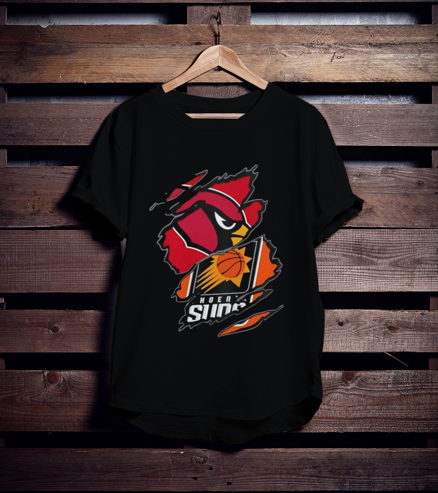 Arizona Cardinals Phoenix Suns Two Teams One Heart Scratch Edition T-Shirt