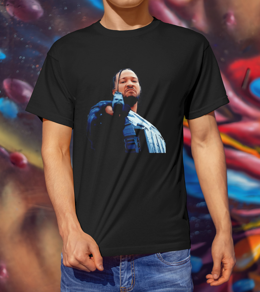 Jalen Brunson Gangster New York Knicks NBA Basketball Gun Image T-Shirt