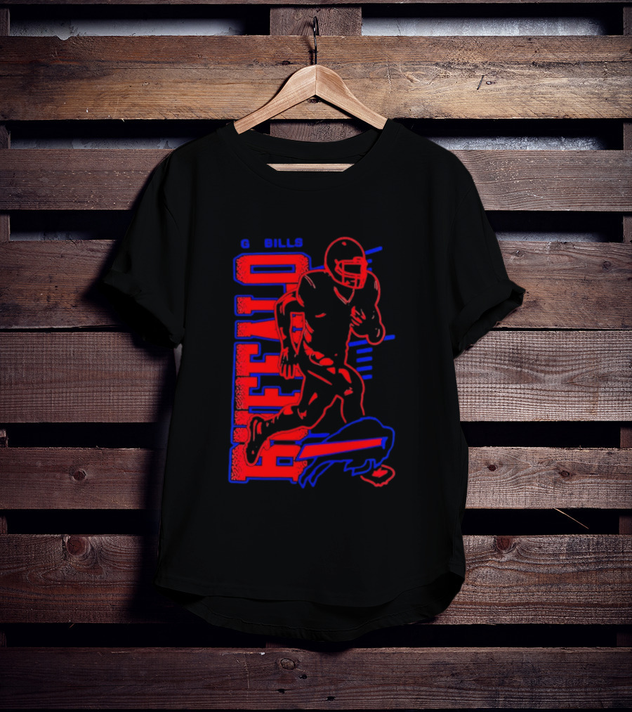 Buffalo Bills Go Bills Football Player Running Action T-Shirt