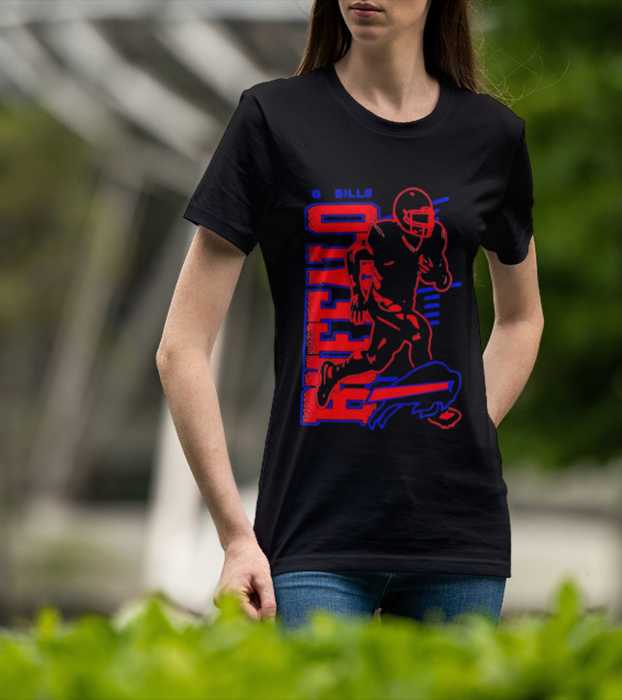 Buffalo Bills Go Bills Football Player Running Action T-Shirt