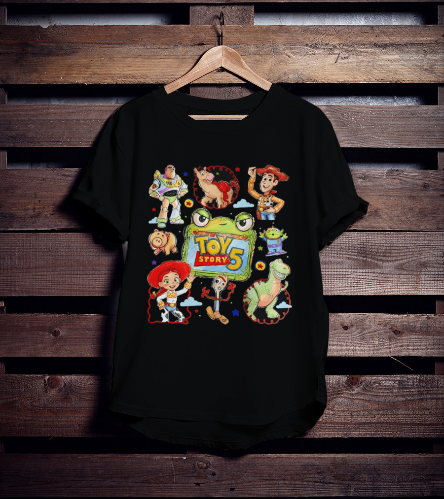 Buzz Lightyear Woody Bullseye Rex Hamm Alien Forky Jessie Toy Story 5 T-Shirt