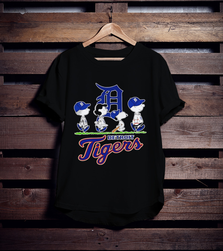 Detroit Tigers Snoopy Charlie Brown Lucy Linus Abbey Road 2026 Collaboration T-Shirt
