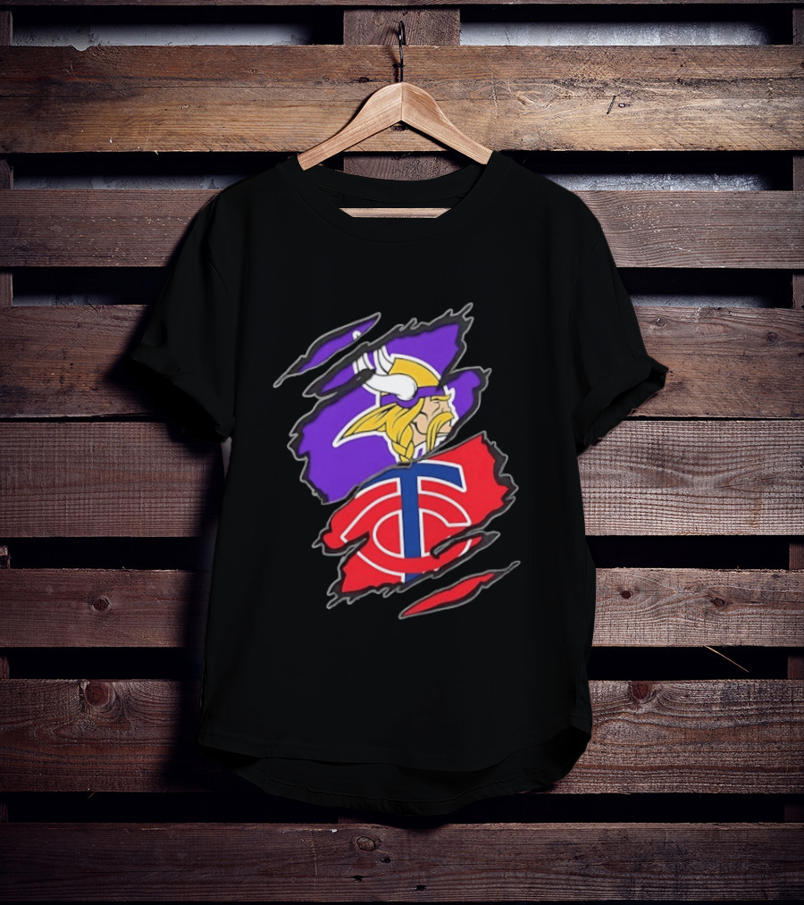 Minnesota Vikings Minnesota Twins Two Teams One Heart T-Shirt