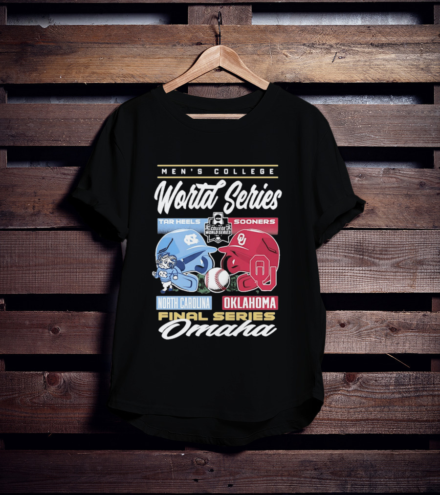 Men's College World Series Tar Heels Sooners North Carolina Oklahoma Final Series Omaha T-Shirt