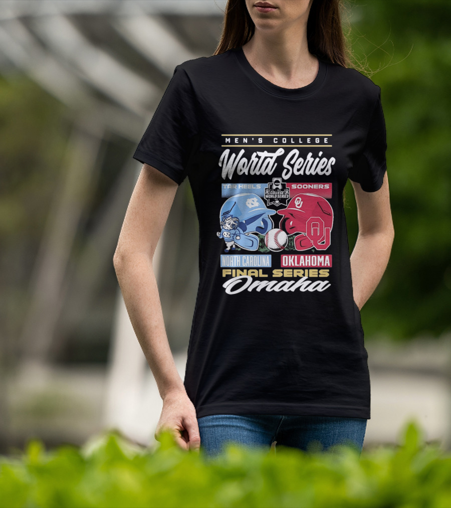 Men's College World Series Tar Heels Sooners North Carolina Oklahoma Final Series Omaha T-Shirt