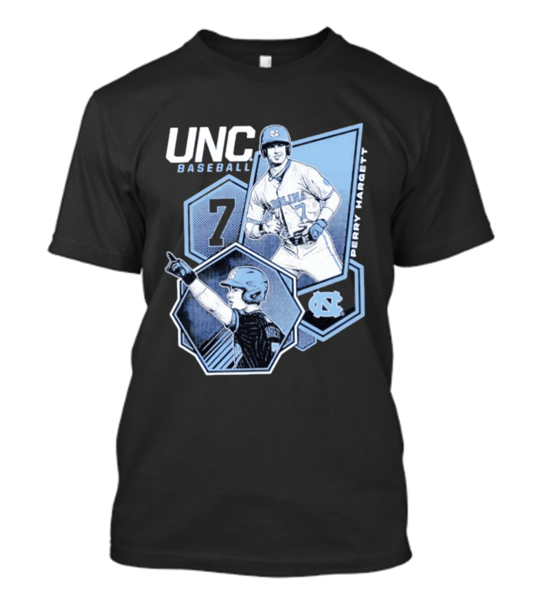 UNC Baseball Perry Hargett 7 North Carolina Collage T-Shirt