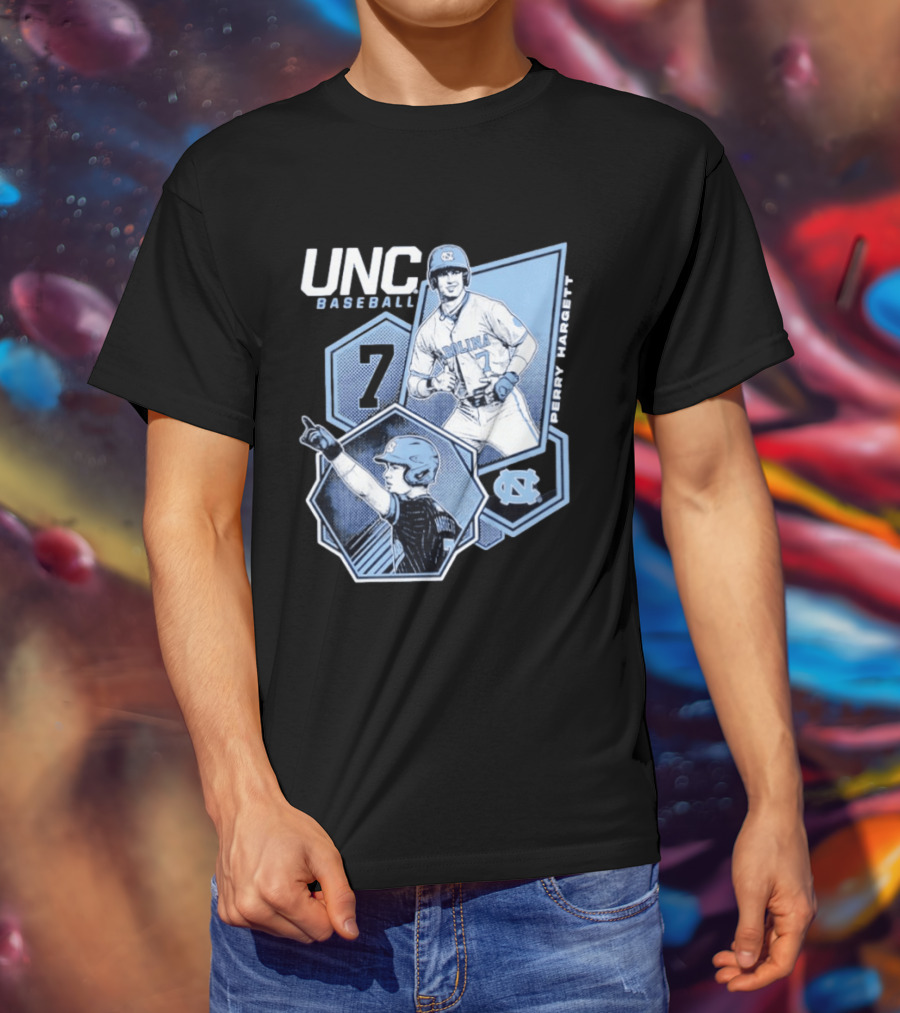 UNC Baseball Perry Hargett 7 North Carolina Collage T-Shirt