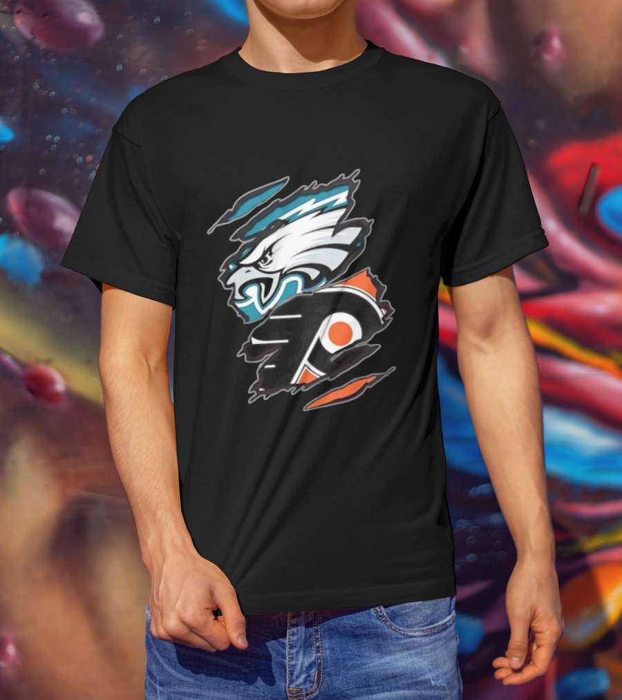 Philadelphia Eagles And Philadelphia Flyers Two Teams One Heart T-Shirt