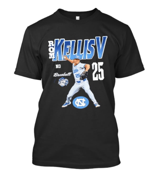 Rom Kellis V North Carolina Baseball No 25 Player UNC Tar Heels T-Shirt