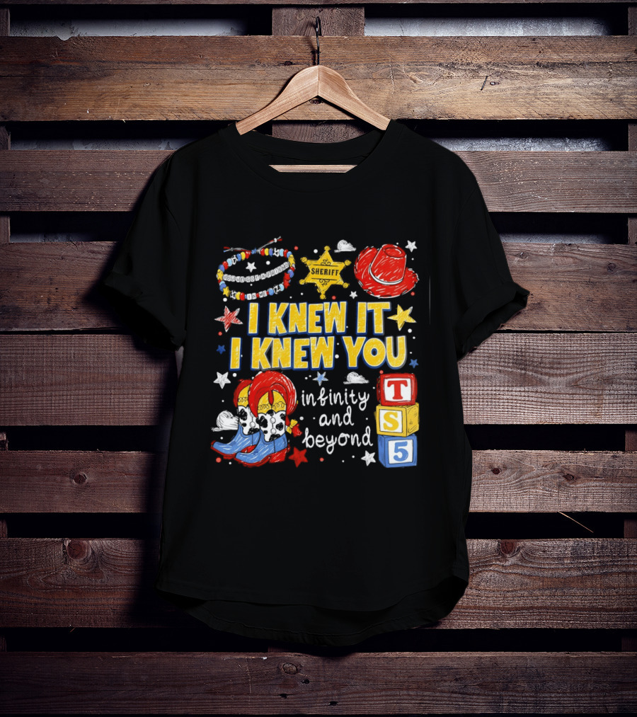 Sheriff Toy Story Cowboy Boots Infinity Blocks Badge I Knew It I Knew You T-Shirt