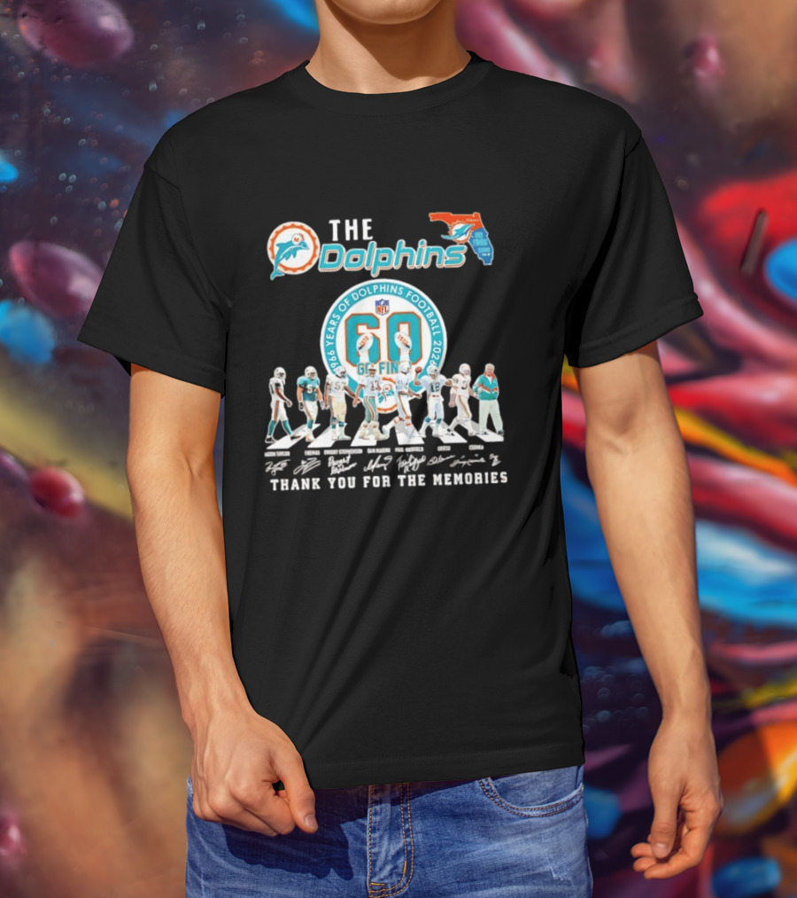 The Dolphins 1966 2026 60 Years Of Dolphins Football Thank You For The Memories NFL T-Shirt