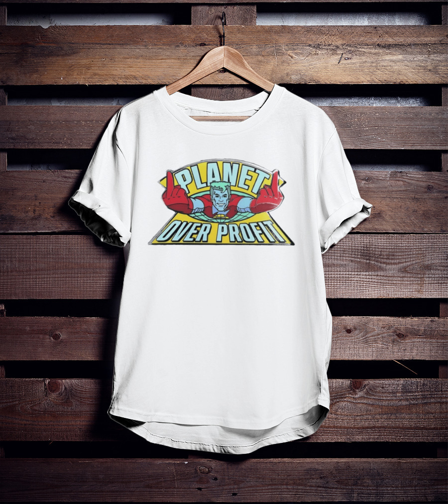Captain Planet Enamel Pin Planet Over Profit Vintage Cartoon Hero Earth áticos T-Shirt
