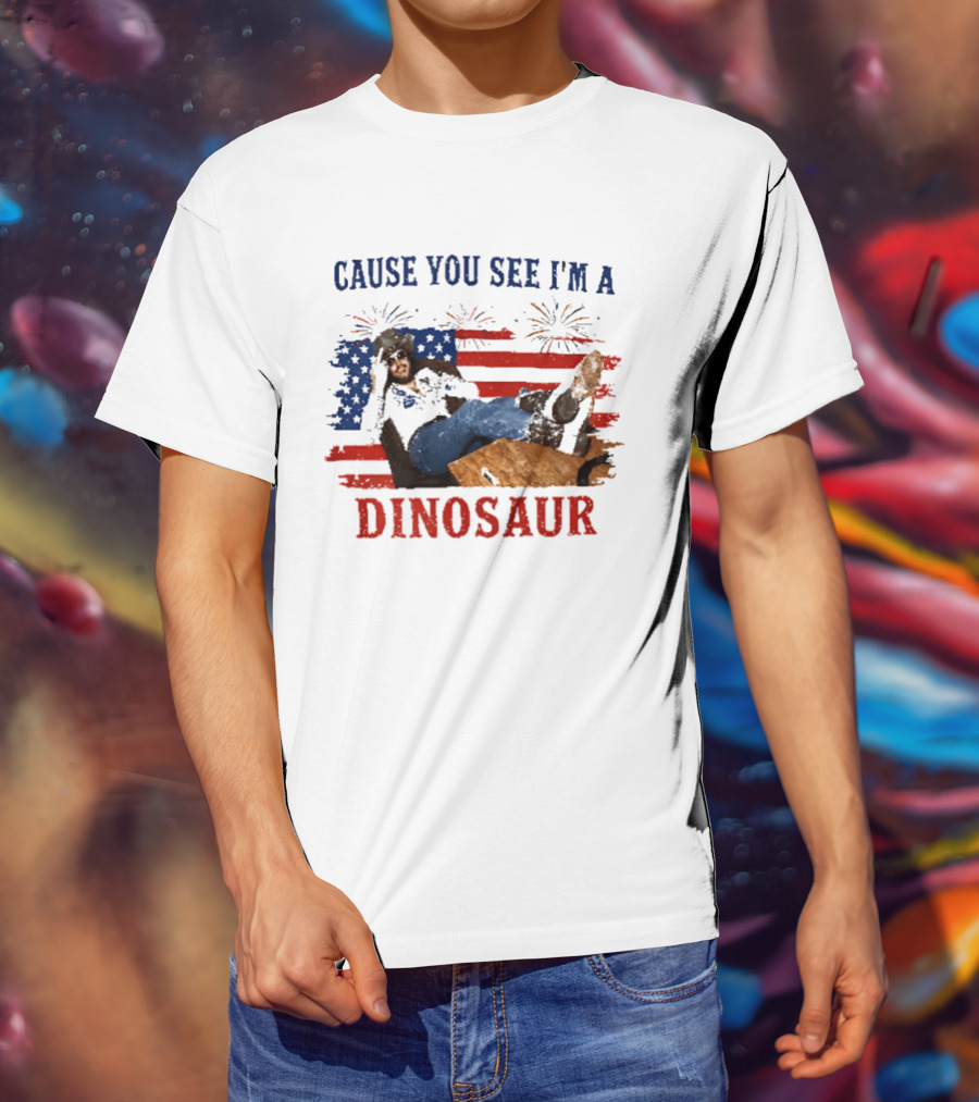 Cause You See I'm A Dinosaur Hank Williams Jr Country Music Western Patriotic 4th Of July Cowboy T-Shirt