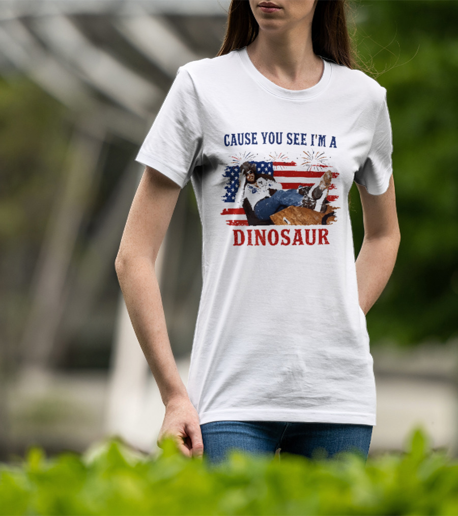 Cause You See I'm A Dinosaur Hank Williams Jr Country Music Western Patriotic 4th Of July Cowboy T-Shirt