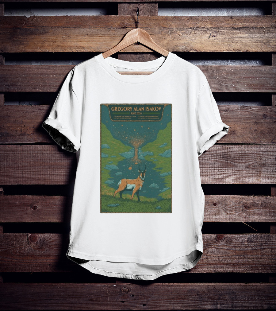Gregory Alan Isakov June 2026 Tour With Antelope In Lush Mountain Scenery T-Shirt