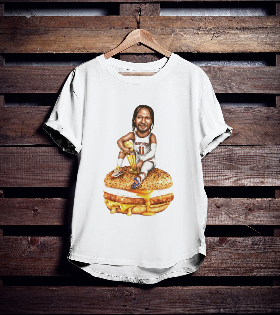 Jalen Brunson New York Knicks Basketball Trophy Egg And Cheese Sandwich T-Shirt