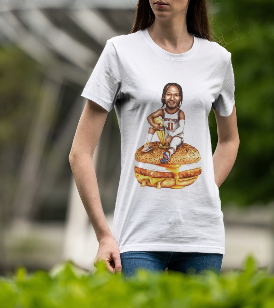 Jalen Brunson New York Knicks Basketball Trophy Egg And Cheese Sandwich T-Shirt