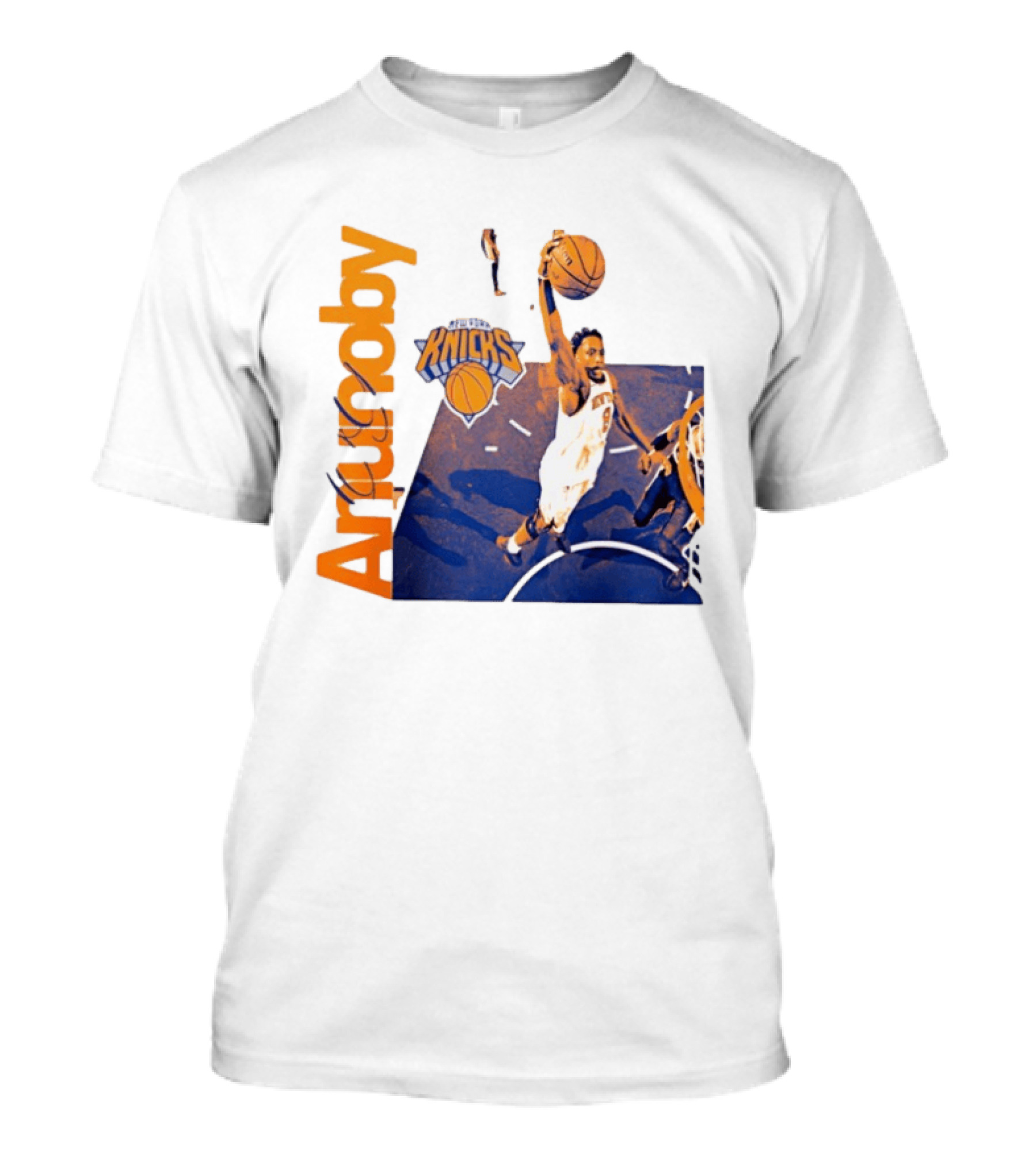 New York Knicks OG Anunoby Player Hype Dunking Action Scene T-Shirt