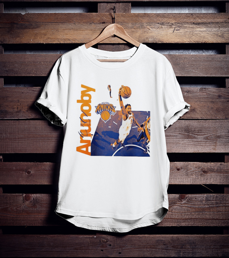New York Knicks OG Anunoby Player Hype Dunking Action Scene T-Shirt