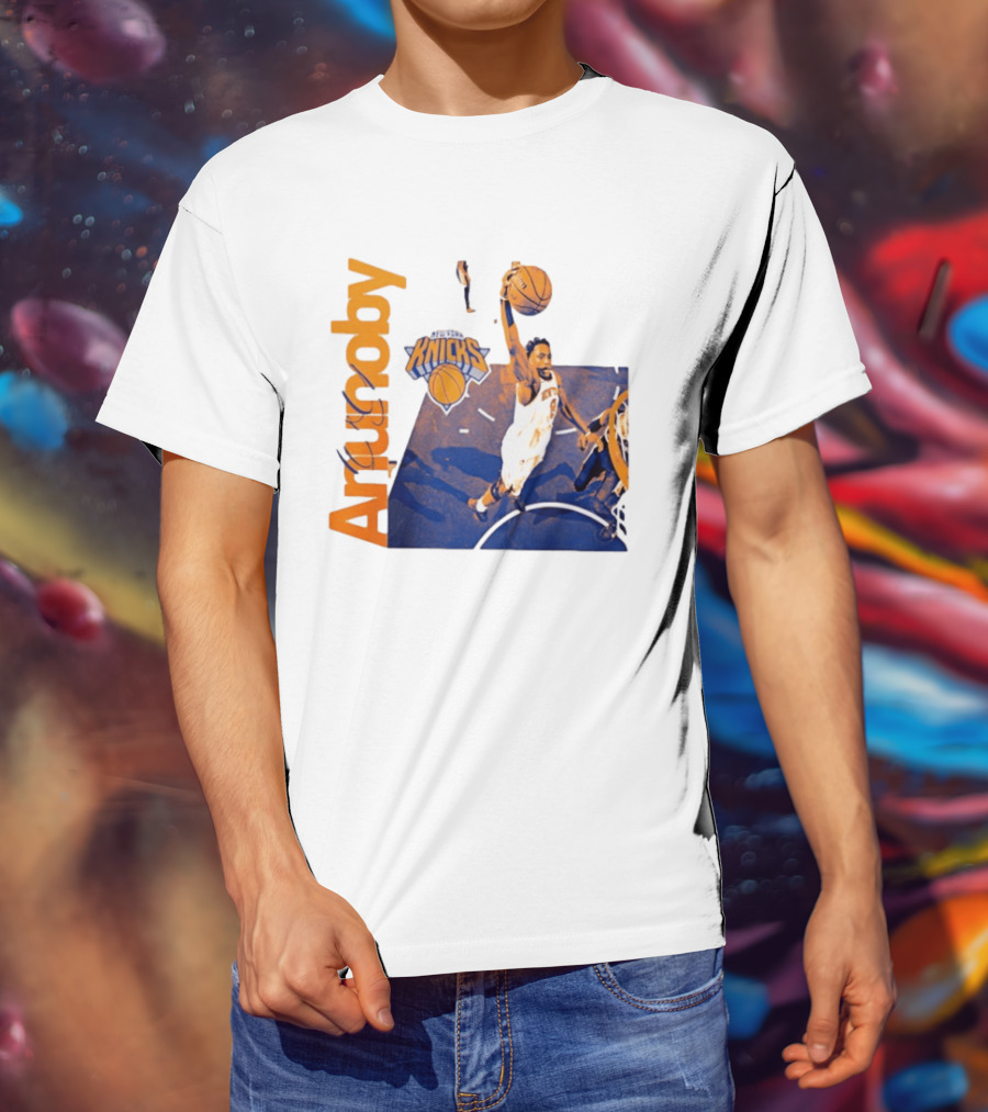 New York Knicks OG Anunoby Player Hype Dunking Action Scene T-Shirt