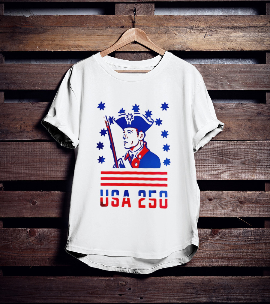 USA 250 Minuteman Stars Stripes Patriotic America 250th Anniversary T-Shirt