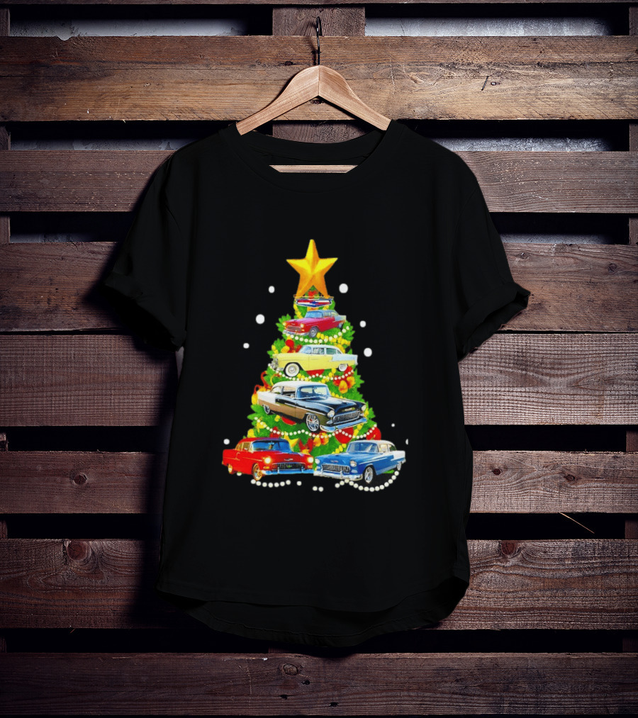 1955 Chevy Christmas Tree Holiday Vintage Car Enthusiasts T-Shirt