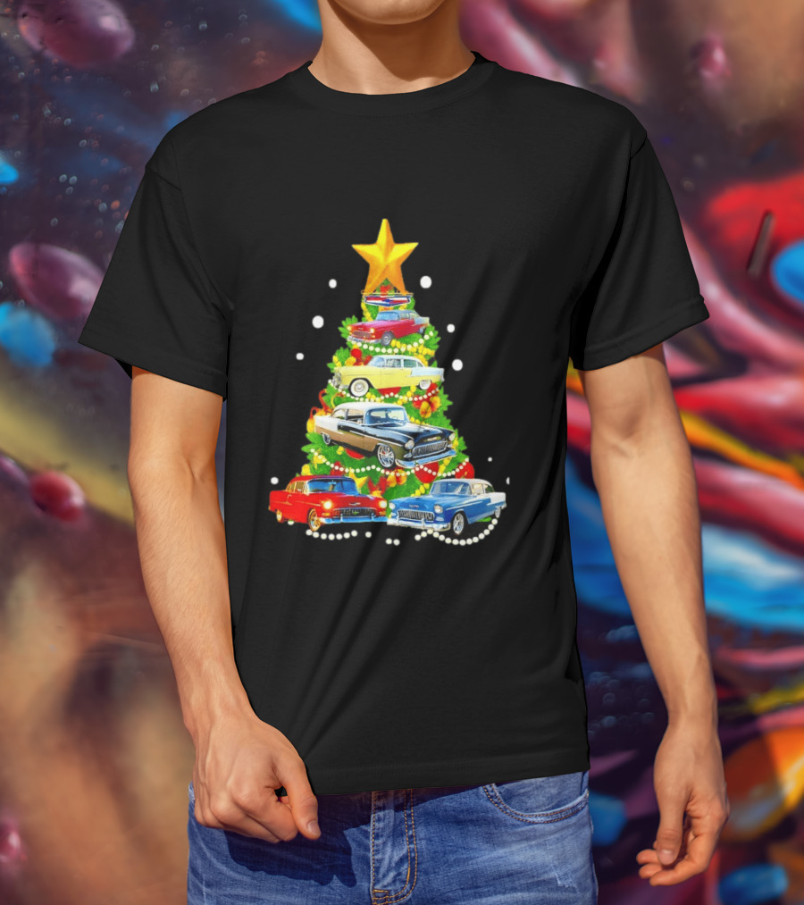 1955 Chevy Christmas Tree Holiday Vintage Car Enthusiasts T-Shirt