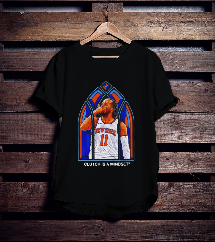 New York Knicks Jalen Brunson Number 11 Clutch Is A Mindset Stained Glass T-Shirt