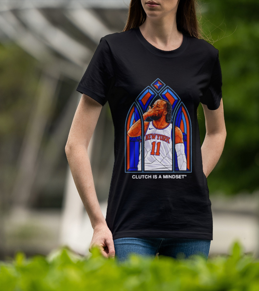 New York Knicks Jalen Brunson Number 11 Clutch Is A Mindset Stained Glass T-Shirt