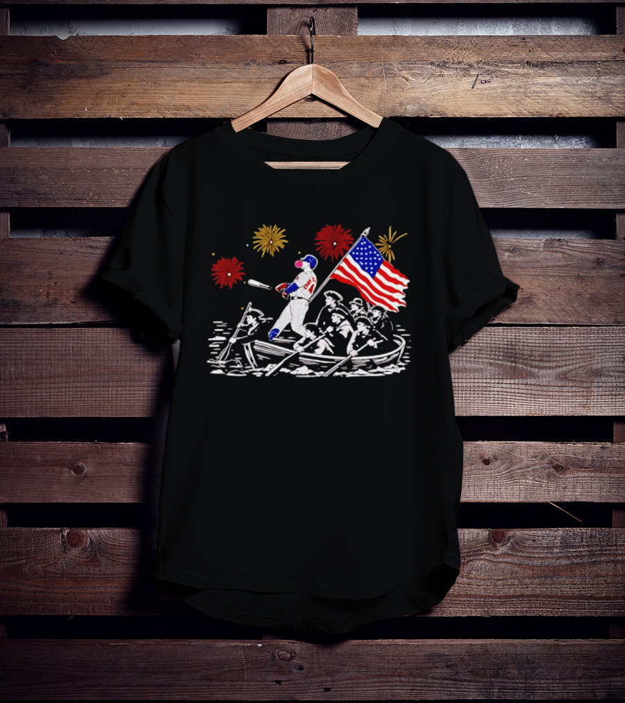 PCA Cubs Crossing The Delaware Patriotic Baseball Fireworks Celebration T-Shirt