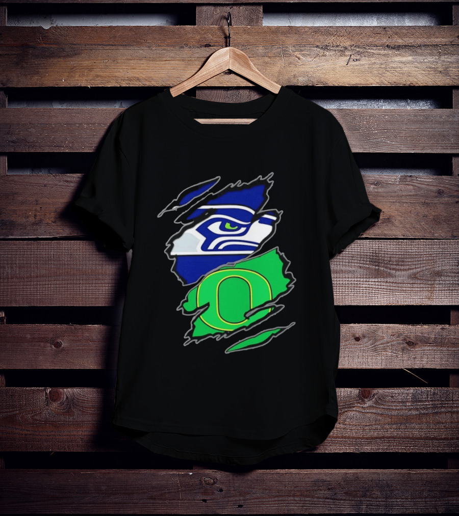 Seattle Seahawks Oregon Ducks Two Teams One Heart Scratch T-Shirt