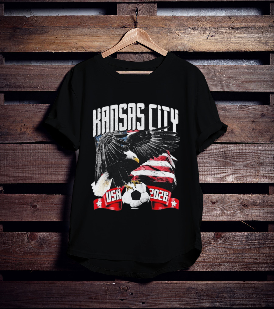 Kansas City USA 2026 Bald Eagle American Flag Soccer Ball T-Shirt