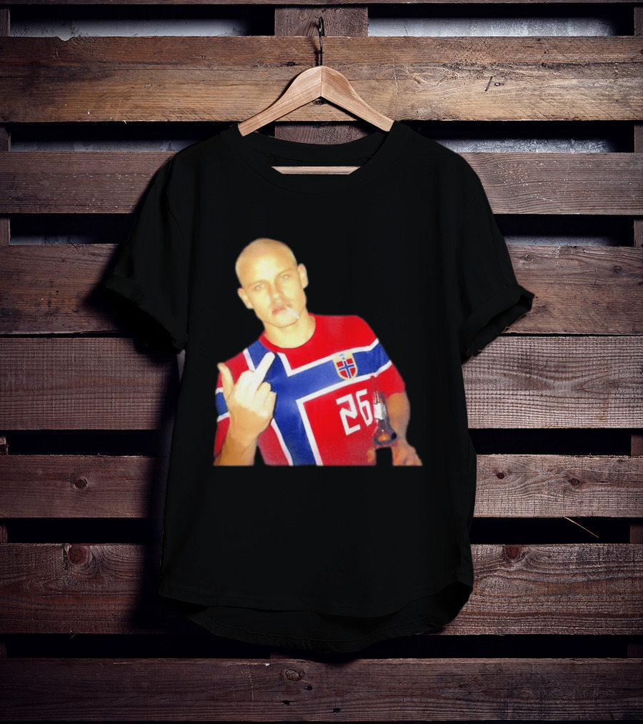 Erling Haaland Norway National Football Team 26 Middle Finger Gesture Jersey T-Shirt