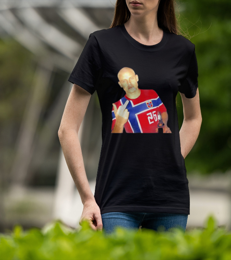 Erling Haaland Norway National Football Team 26 Middle Finger Gesture Jersey T-Shirt