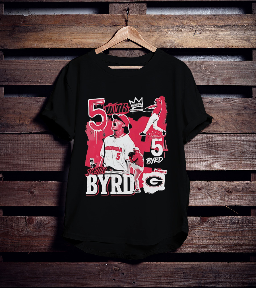 Georgia Bulldogs Justin Byrd 5 Baseball Champion Fan Gear T-Shirt