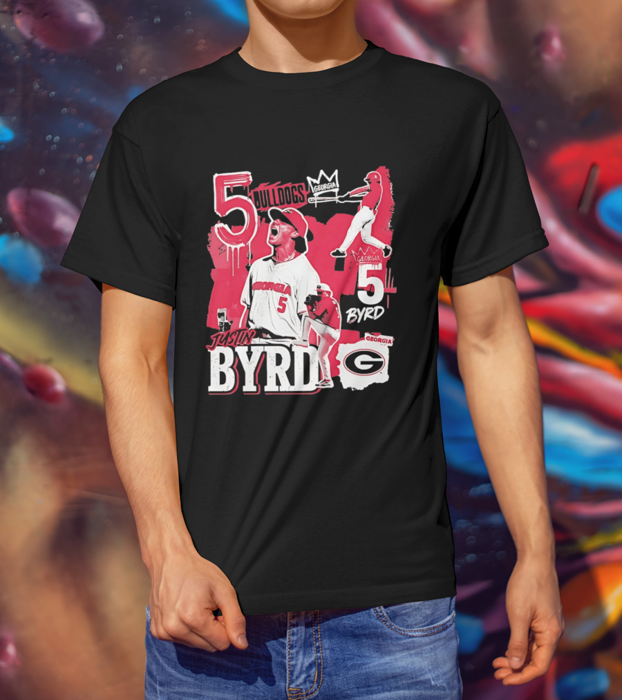 Georgia Bulldogs Justin Byrd 5 Baseball Champion Fan Gear T-Shirt