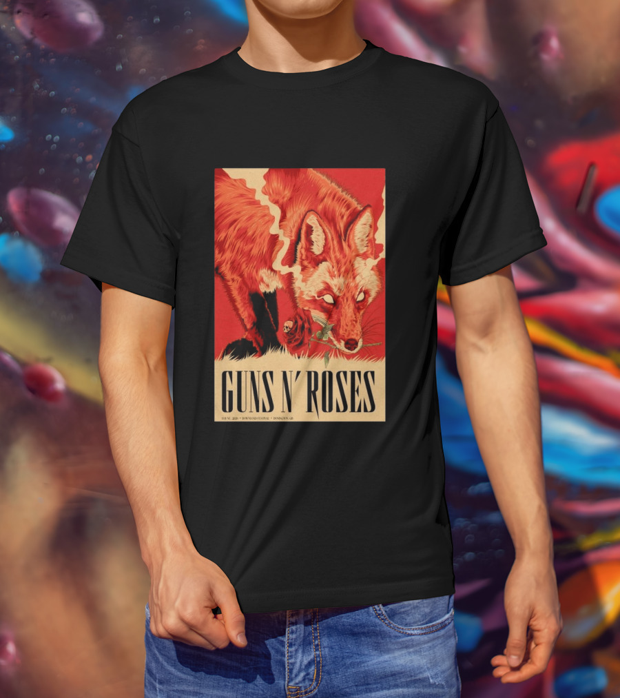 Guns N' Roses Fox With Rose Download Festival June 13 2026 Donington Park Castle Donington Leicestershire T-Shirt