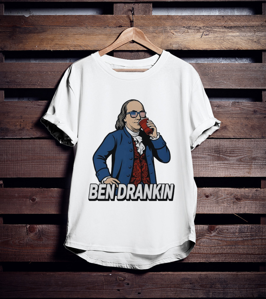 Ben Drankin Benjamin Franklin 4th Of July Patriotic Red Cup USA Glasses T-Shirt