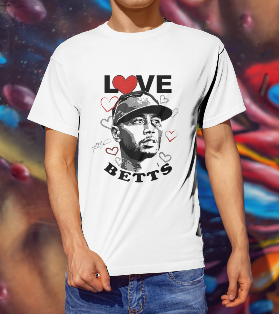 Love Betts Heart Baseball Los Angeles Dodgers Mookie T-Shirt
