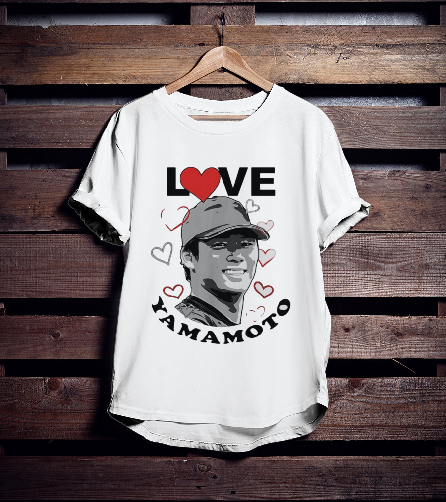 Love Yoshinobu Yamamoto Heart Baseball Fan T-Shirt